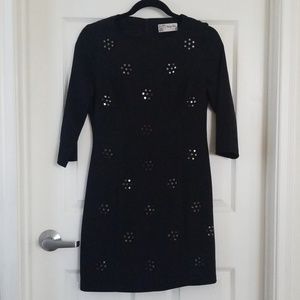 Fitted Black Mini Dress with Studs UK Sz 10